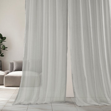 BordeauxStriped Linen Sheer Curtain, 50"x84"