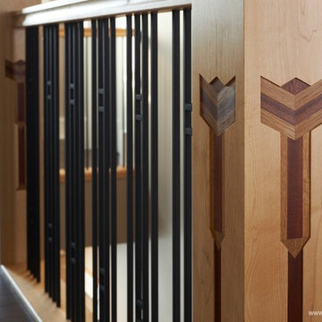 Craftsman Railing with Custom Inlaid Posts