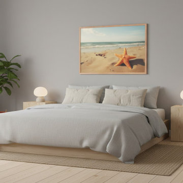 A Moment of Serenity Starfish on Beach Scandinavian Style Wall Art