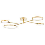 Hudson Valley Lighting - Saturn 4-Light LED Flush Mount, Aged Brass, Matte White Glass and Metal Shade - Features: