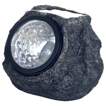 Pure Garden LED Solar Rock Lights, Black, Set of 4