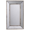 Black and Gold Antiqued Look Frameless Wall Mirror 16.5"x24"