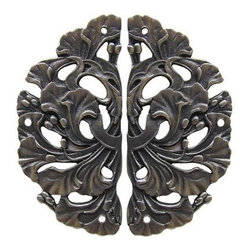 Inviting Home Inc. - Florid Leaves Hinge Plates, Antique-Style Pewter - Hinges