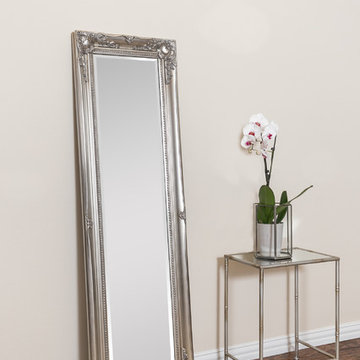 Maissance Full Length Mirror, Silver Satin