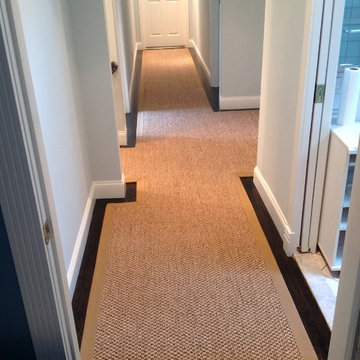 Custom fitted sisal carpet runner with wide binding