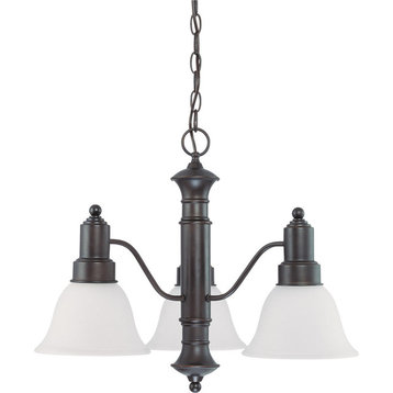 Gotham 3 Light Dimmable LED ES Mahogany Bronze And Frosted Glass Chandelier