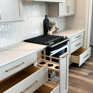Accessible Beige Painted Kitchen with Birch Almond Accents
