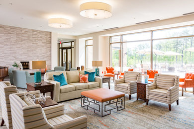 Living room - transitional formal and open concept living room idea in Other