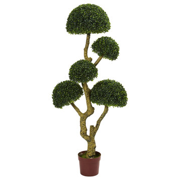 5' Five Head Boxwood Artificial Tree, UV Resistant, Indoor/Outdoor