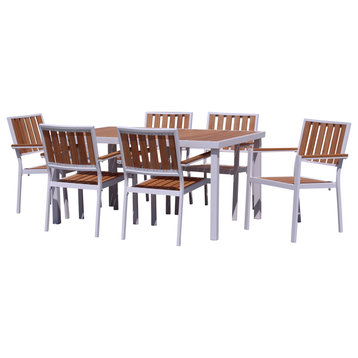 Courtyard Casual Catalina 7-Piece 60"x39" Rectangle Dining Set With 6 Chairs