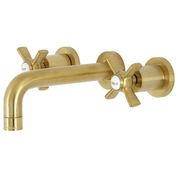 Kingston Brass KS8127ZX 2-Handle Wall Mount Bathroom Faucet, Brushed Brass