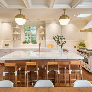Brass and Walnut Accented Kitchen