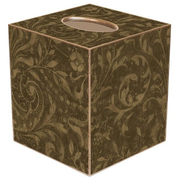 TB336-Brown Damask Tissue Box Cover