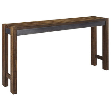 Durable Long Counter Sofa Table, Brown and Gray