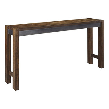 Durable Long Counter Sofa Table, Brown and Gray