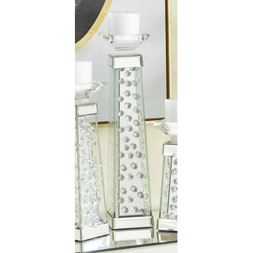 Sparkle 4" Contemporary Crystal Candleholder, Clear