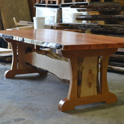 Live Edge Dining Table with Live Edge Trestle Base - Products