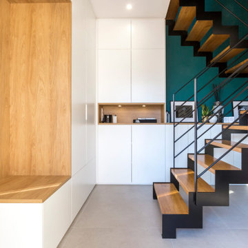 Meuble d'entrée - Laqué Blanc Mat et Mélaminé Bois - 7150€ TTC