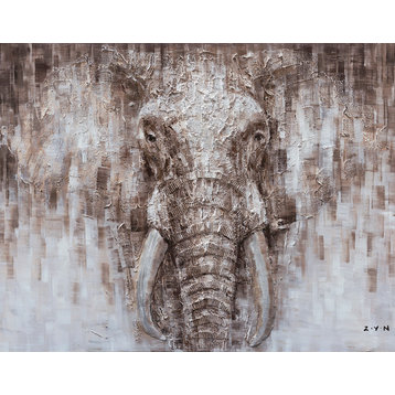 "An Elephant's Tusk Hand Painted" Canvas Artwork, 48"x36"