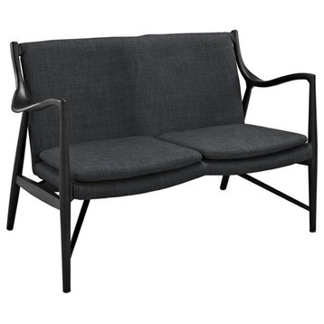 Modern Contemporary Upholstered Loveseat, Gray Fabric
