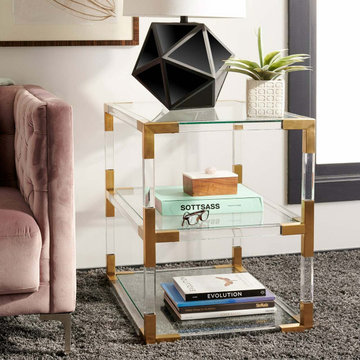 Modern Glass and Lucite Side End Tables