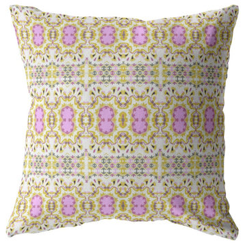 18 Yellow Lavender Geofloral Zippered Suede Throw Pillow