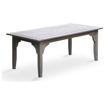 Farmhouse Coffee Table, Teak Wood Frame, Indoor or Outdoor Use, Weathered Gray