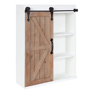 Owens Farmhouse Sliding Barn Door Storage Hutch Brushed White - Saracina  Home