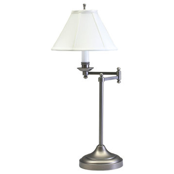 Club 25" Antique Silver Table Lamp with swing arm