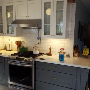 Grey shaker base with White shaker wall cabinets