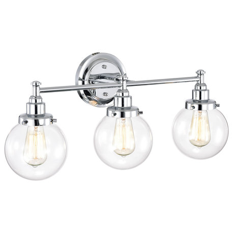 CHLOE Lighting MILO Transitional 3-Light Chrome Bath Fixture