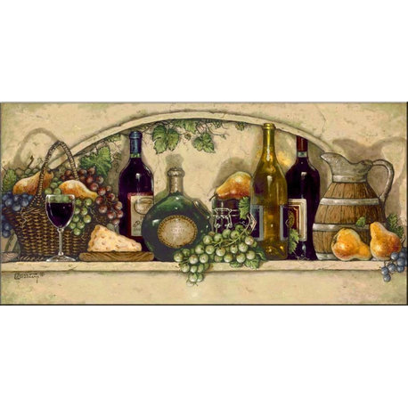 Tile Mural Kitchen Backsplash - Wine Fruit and Cheese Pantry II-JK