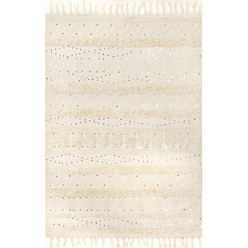 Arvin Olano x RugsUSA Chandy Textured Wool Area Rug, Ivory 5' x 8'