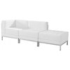 Melrose White Leather 3 Piece Chair and Ottoman Set