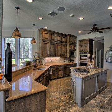 Open style kitchen with living area