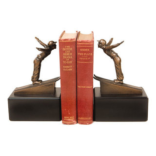 Ski Jumper Bookends - Rustic - Bookends - by Lodgeandcabins | Houzz