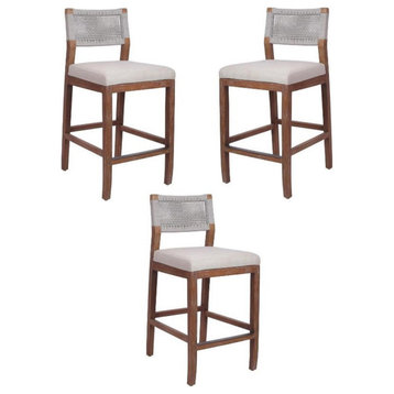 Home Square 27.5" Rope Counter Stool in Gray/Brown - Set of 3