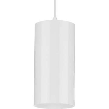 Cylinder 6" 1-Light Modern Outdoor Pendant Hanging Light, White
