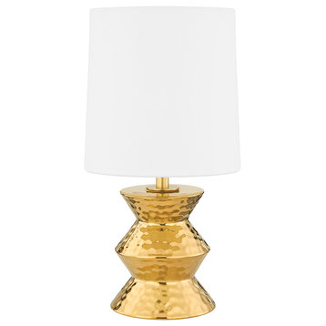 Mitzi HL617201A-AGB/CGD Zoe 1 Light Table Lamp in Aged Brass Ceramic Gold