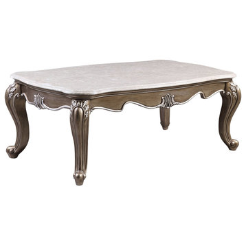 Elozzol Coffee Table, Marble Top and Espresso Finish