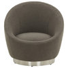 Safavieh Couture Pippa Faux Lamb Wool Swivel Chair, Dark Grey/Silver