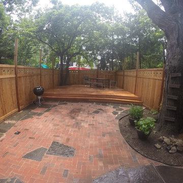 Fence, Deck, and Patio: Back yard in Park Slope Brooklyn, NY