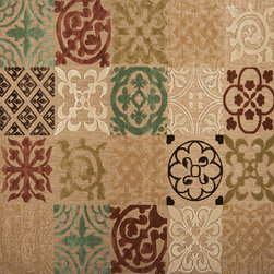 Portera Khaki Green Bronze Square Rug - Rugs