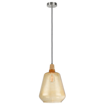 61051-1 Adjustable 1-Light Hanging Mini Pendant Ceiling Light, Satin Nickel