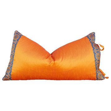 Maya Large Festive Indian Silk Queen Lumbar Pillow Cover