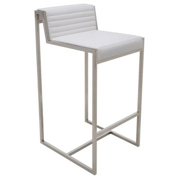 Nuevo Zola 26" Leather Counter Stool in White