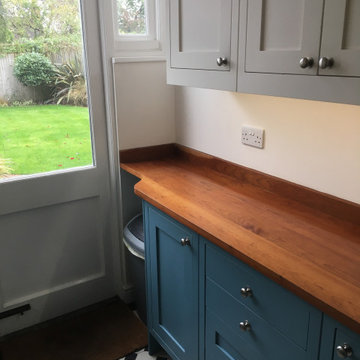 Herne Hill Shaker Style painted kitchen with solid iroko work tops