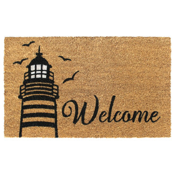 White Machine Tufted Welcome Light House Doormat, 18" x 30"