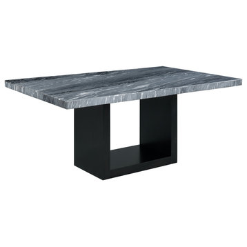 Picket House Furnishings Willow Marble Standard Height Table in Gray
