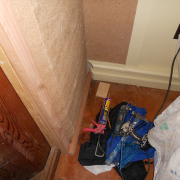 Adobe house dust control. Sheetrock level finish in bedroom.